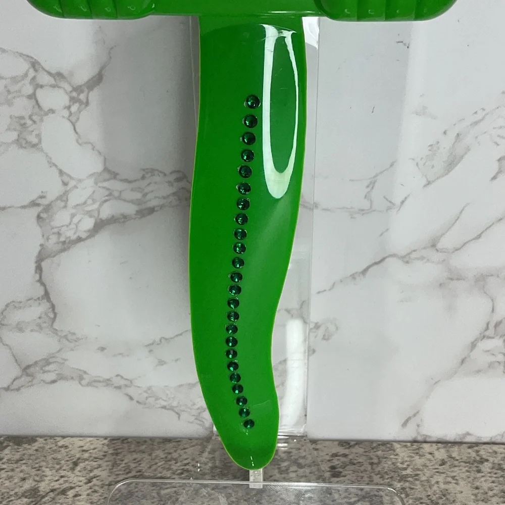 RARE Jeweled Classic Green Kit Kat Cat Klock Clock